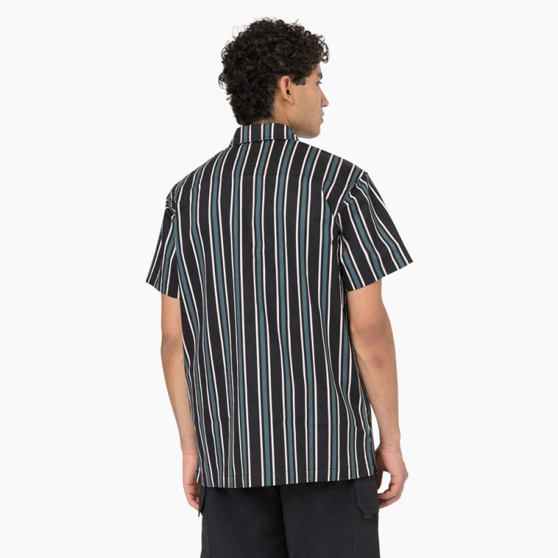 Men's Dickies Skateboarding Cooling Relaxed Fit Shirt Black | 8043967-RO