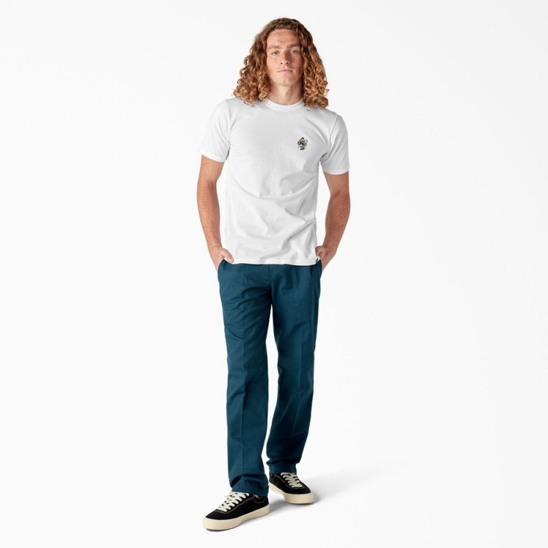 Men's Dickies Skateboarding DIY Skate Graphic T-Shirt White | 1308649-AC