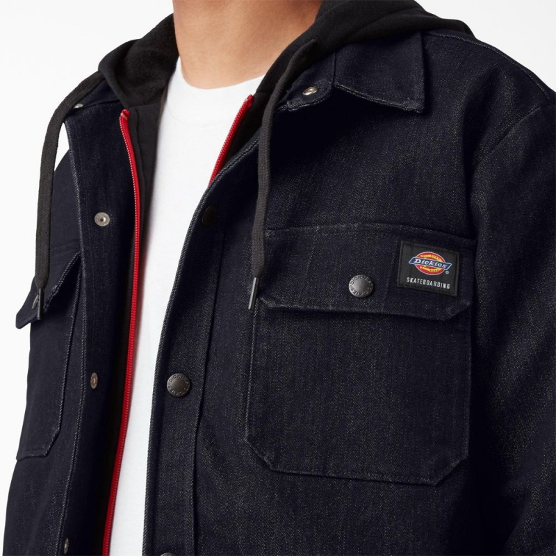 Men's Dickies Skateboarding Denim Shirt Jacket Blue | 8693172-CW