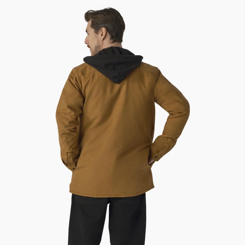 Men's Dickies Skateboarding Duck Shirt Jacket Brown | 4286150-DQ