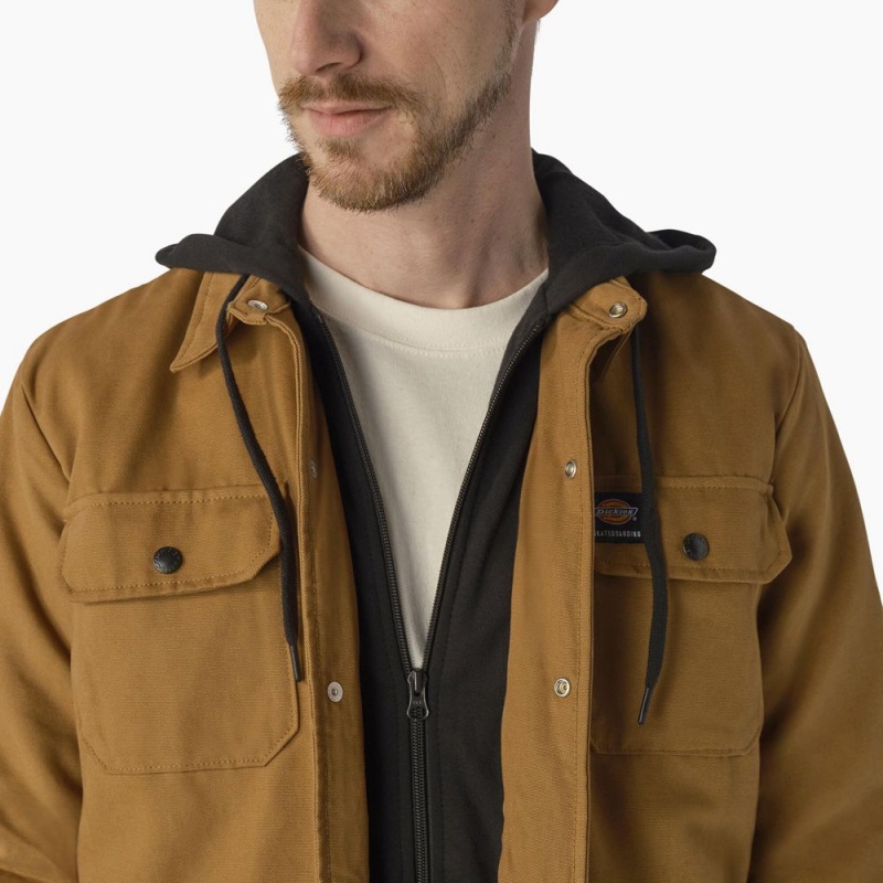 Men's Dickies Skateboarding Duck Shirt Jacket Brown | 4286150-DQ