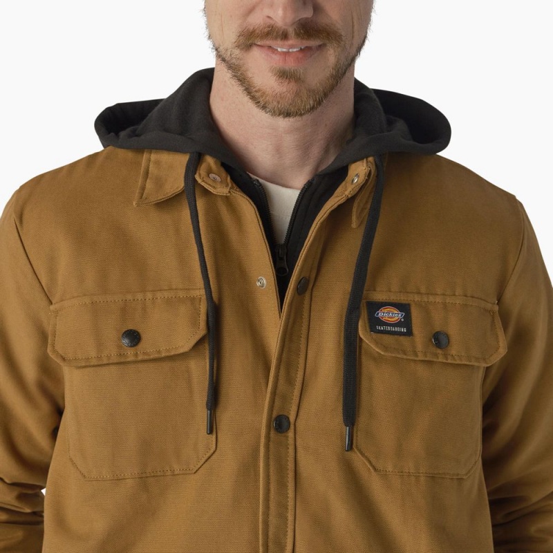 Men's Dickies Skateboarding Duck Shirt Jacket Brown | 4286150-DQ