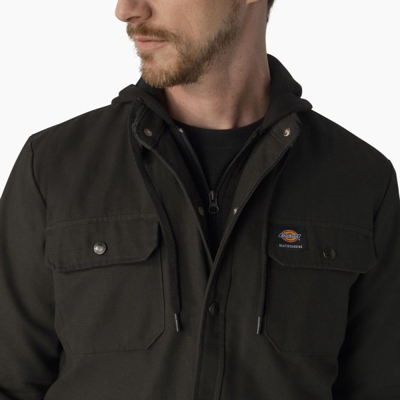 Men's Dickies Skateboarding Duck Shirt Jacket Black | 2473859-GK