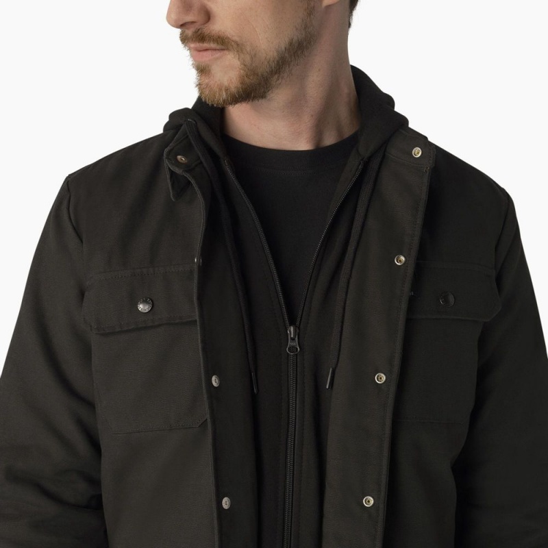 Men's Dickies Skateboarding Duck Shirt Jacket Black | 2473859-GK