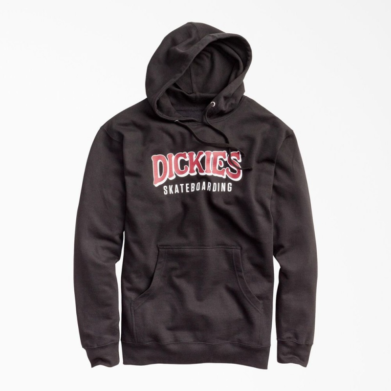 Men\'s Dickies Skateboarding Fleece Hoodie Black | 8432975-TZ