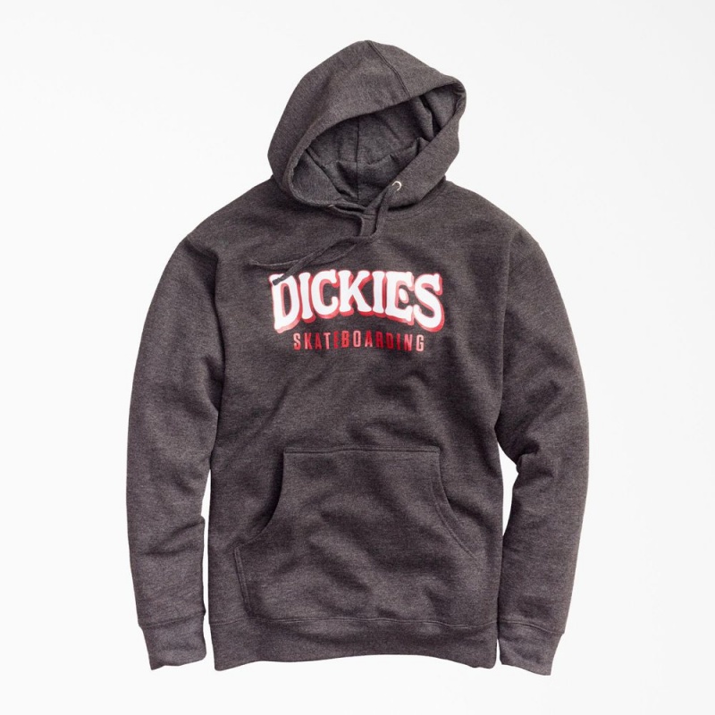 Men\'s Dickies Skateboarding Fleece Hoodie Grey | 7846195-CS