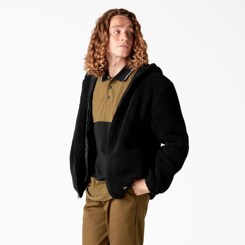 Men's Dickies Skateboarding Fleece Jacket Black | 8759043-JE