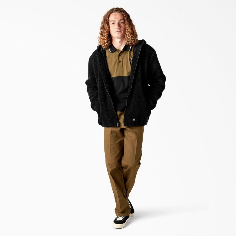 Men's Dickies Skateboarding Fleece Jacket Black | 8759043-JE