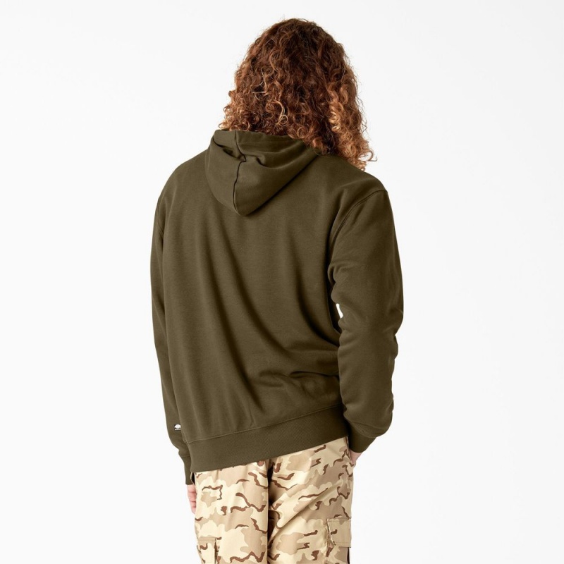 Men's Dickies Skateboarding Graphic Hoodie Olive | 7426308-PJ