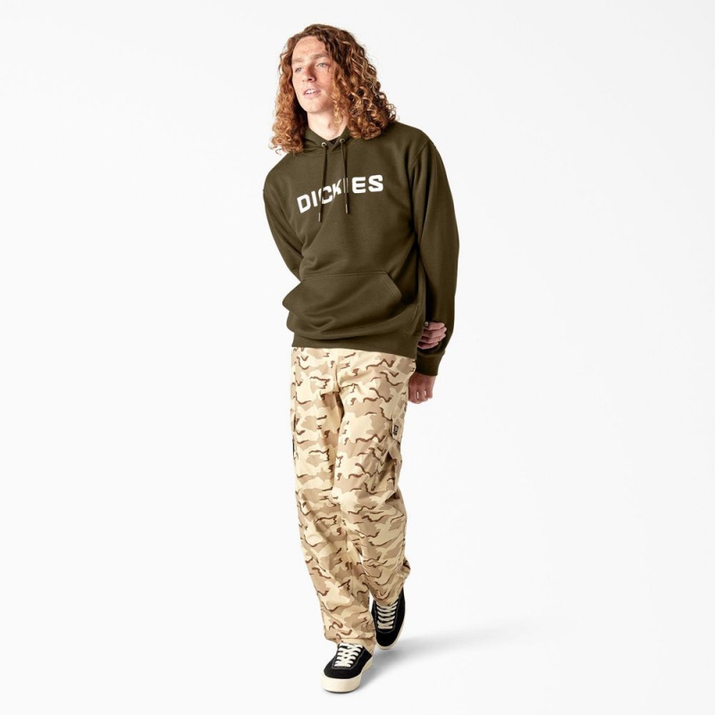 Men's Dickies Skateboarding Graphic Hoodie Olive | 7426308-PJ