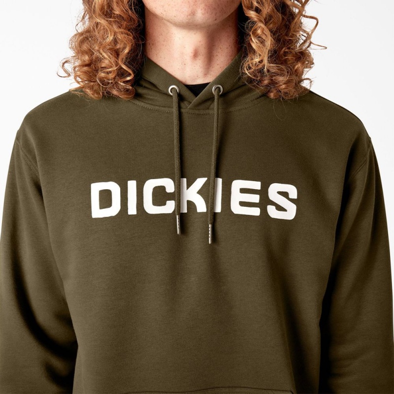 Men's Dickies Skateboarding Graphic Hoodie Olive | 7426308-PJ