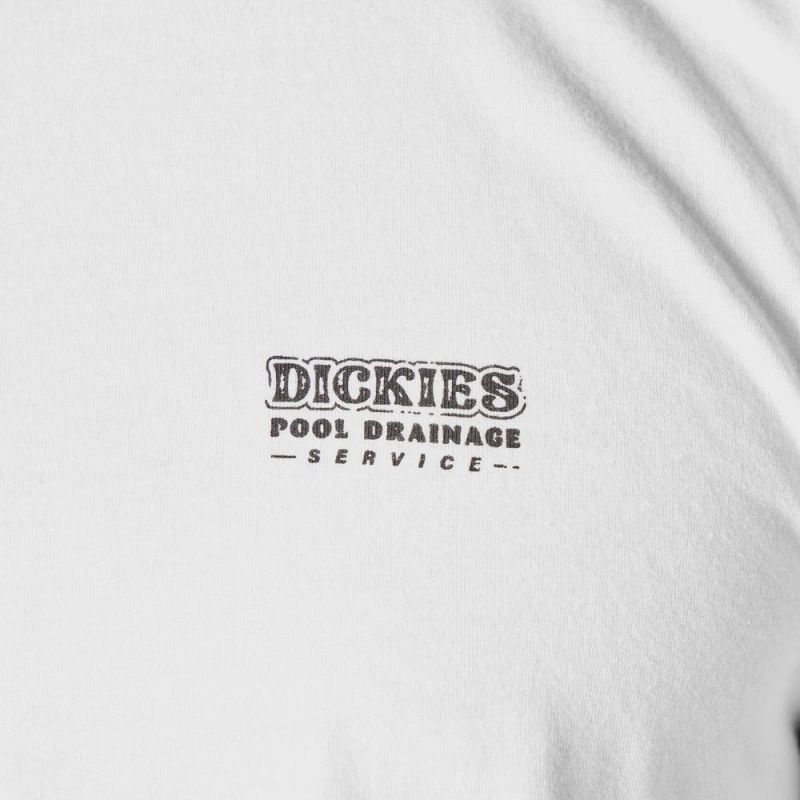 Men's Dickies Skateboarding Pool Drainage Graphic T-Shirt White | 9562307-VN