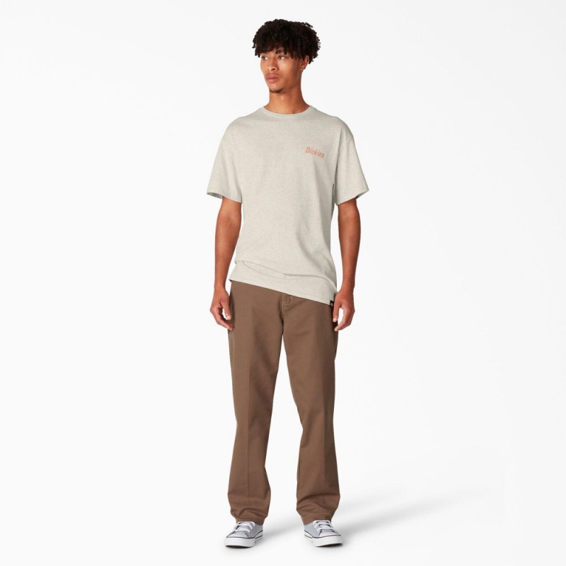 Men's Dickies Skateboarding Split Graphic T-Shirt Beige | 1296370-OA