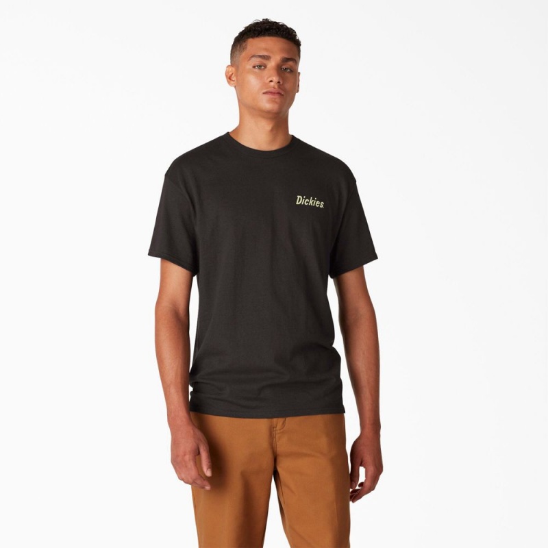 Men's Dickies Skateboarding Split Graphic T-Shirt Black | 1578632-SL