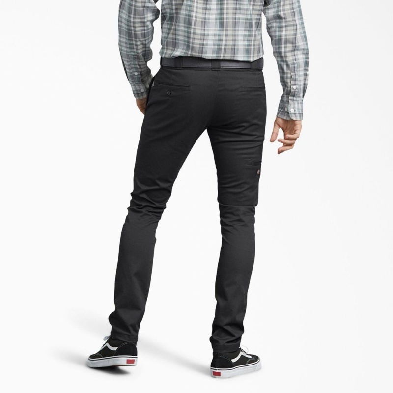 Men's Dickies Skinny Fit Work Pants Black | 5827103-JP