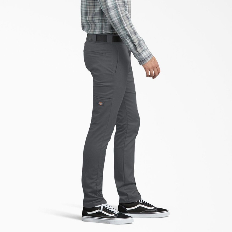 Men's Dickies Skinny Fit Work Pants Grey | 4257309-AH