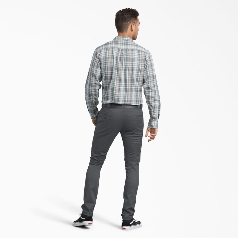 Men's Dickies Skinny Fit Work Pants Grey | 4257309-AH