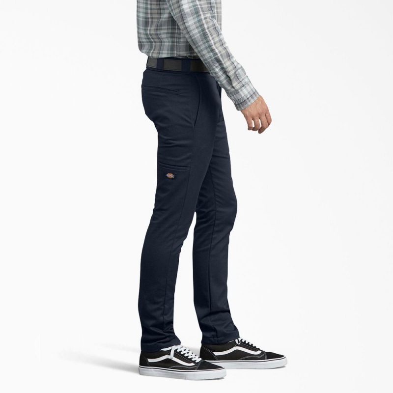 Men's Dickies Skinny Fit Work Pants Navy | 7609341-QJ