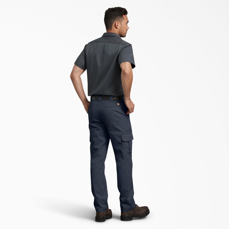 Men's Dickies Slim Fit Cargo Pants Navy | 6708291-FP