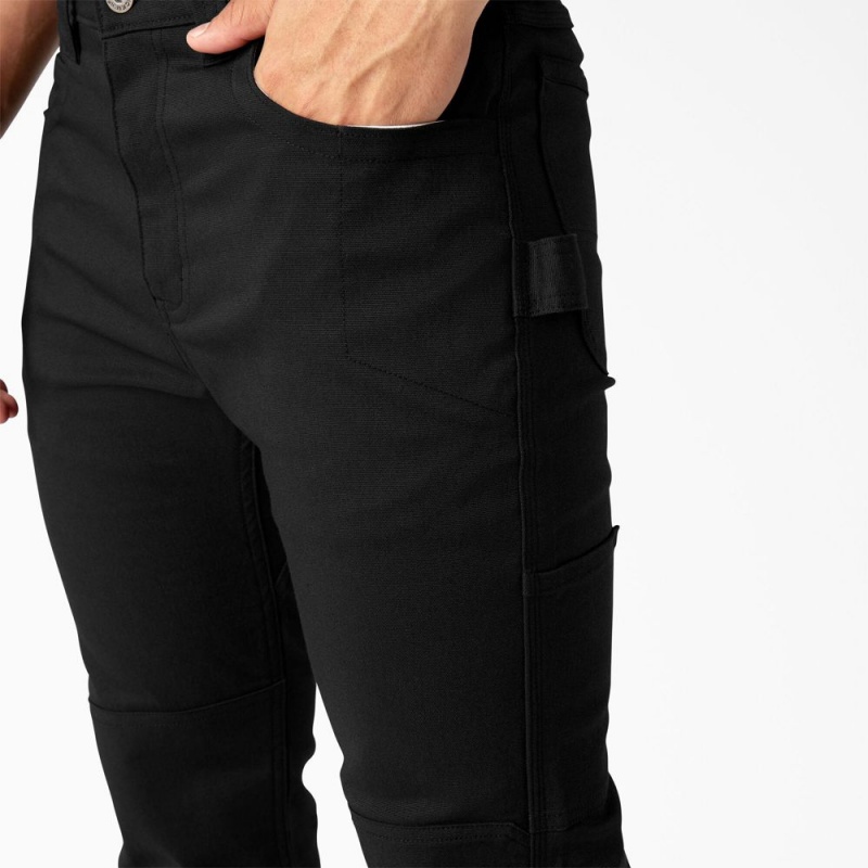 Men's Dickies Slim Fit Duck Canvas Double Knee Pants Black | 1796038-LA