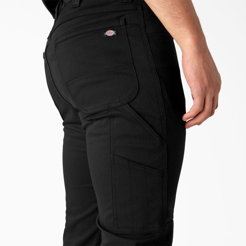 Men's Dickies Slim Fit Duck Canvas Double Knee Pants Black | 1796038-LA