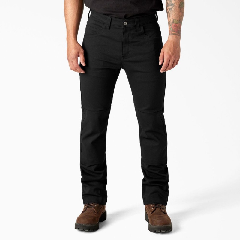 Men\'s Dickies Slim Fit Duck Canvas Double Knee Pants Black | 1796038-LA