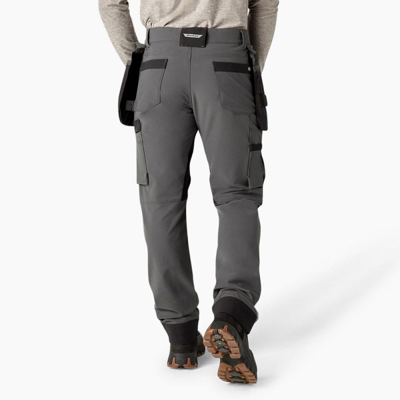 Men's Dickies Slim Fit Holster Double Knee Work Pants Grey | 8735460-LE