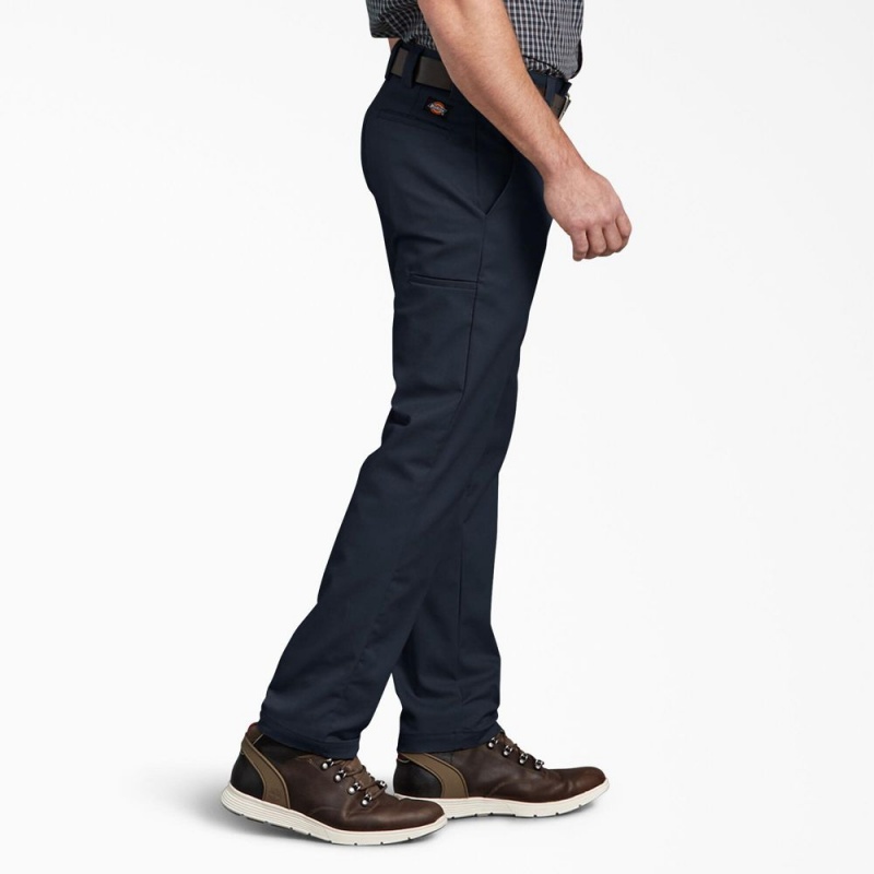 Men's Dickies Slim Fit Tapered Leg Multi-Use Pocket Work Pants Navy | 4371268-ID