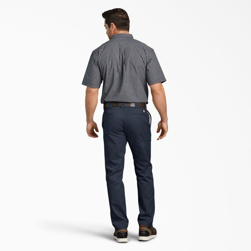 Men's Dickies Slim Fit Tapered Leg Multi-Use Pocket Work Pants Navy | 4371268-ID