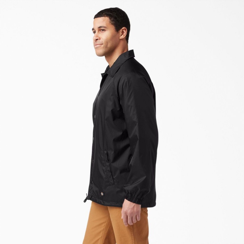 Men's Dickies Snap Front Jacket Black | 7065139-WF