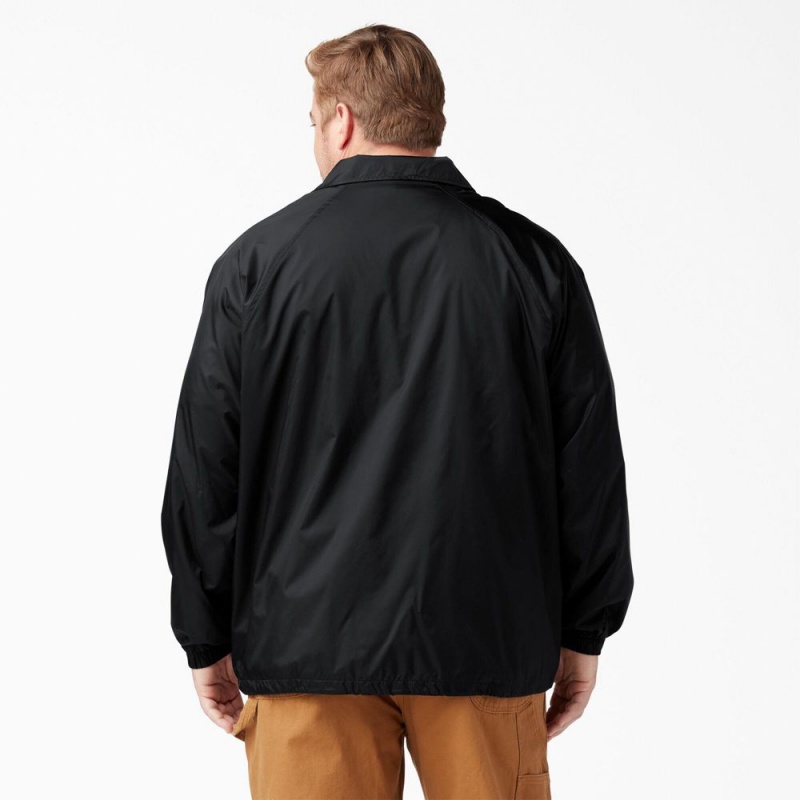 Men's Dickies Snap Front Jacket Black | 7065139-WF