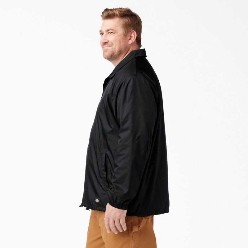 Men's Dickies Snap Front Jacket Black | 7065139-WF