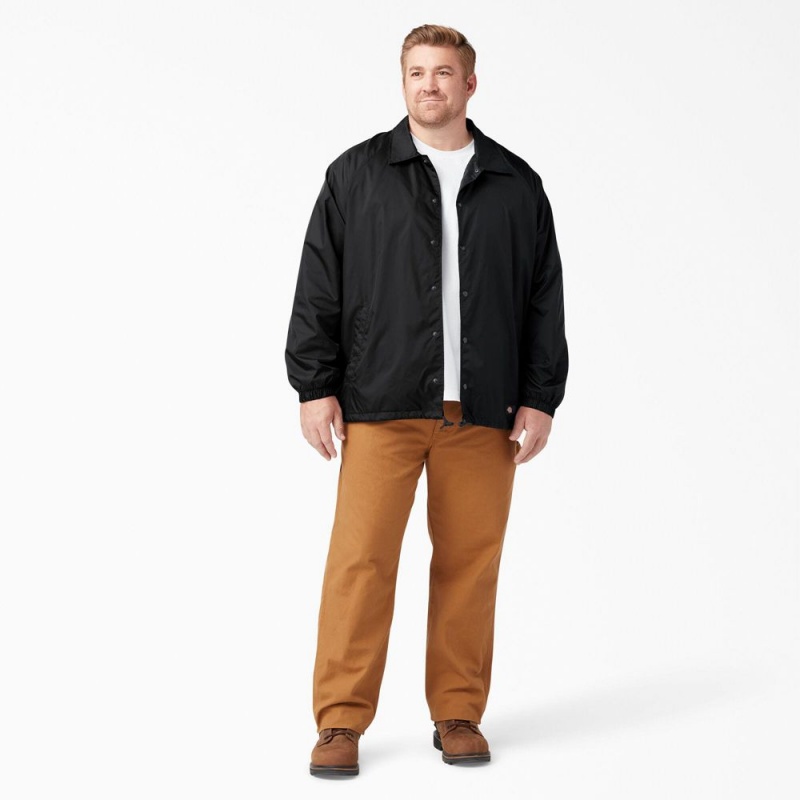 Men's Dickies Snap Front Jacket Black | 7065139-WF