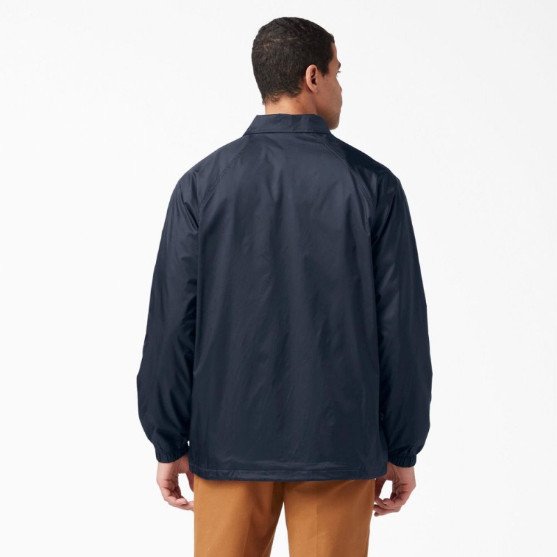 Men's Dickies Snap Front Jacket Navy | 7536821-FW