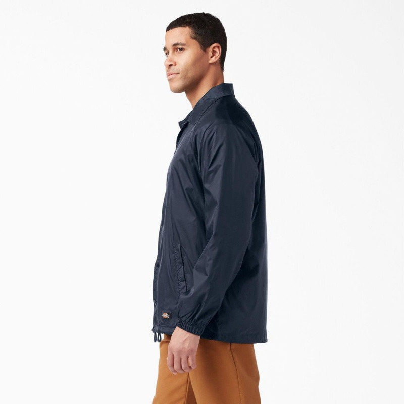 Men's Dickies Snap Front Jacket Navy | 7536821-FW