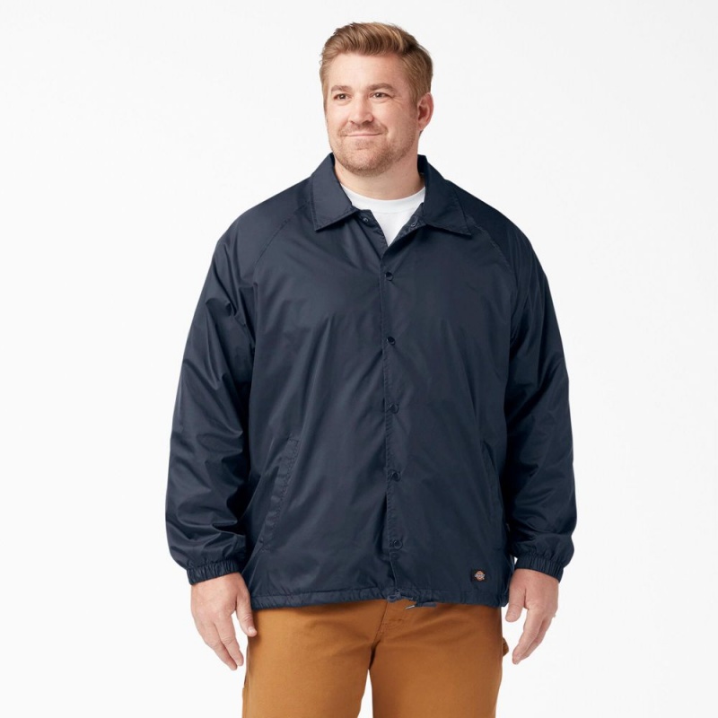 Men's Dickies Snap Front Jacket Navy | 7536821-FW