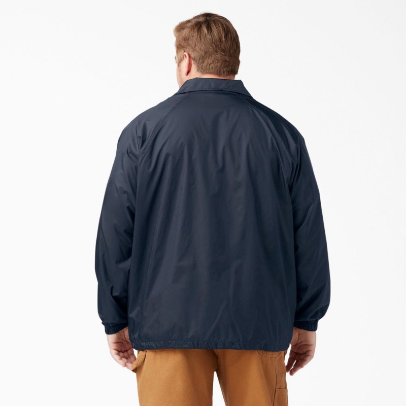 Men's Dickies Snap Front Jacket Navy | 7536821-FW