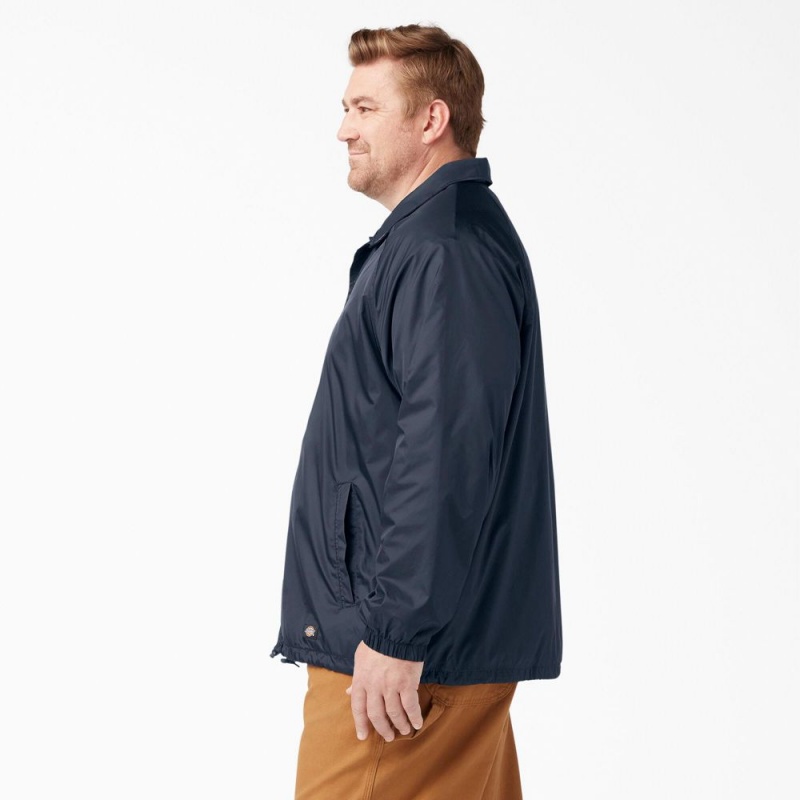 Men's Dickies Snap Front Jacket Navy | 7536821-FW