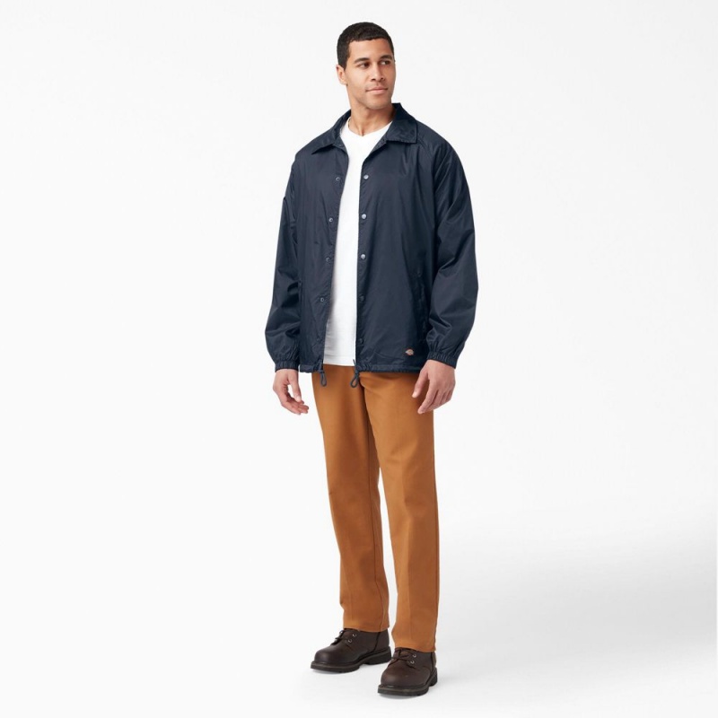 Men's Dickies Snap Front Jacket Navy | 7536821-FW