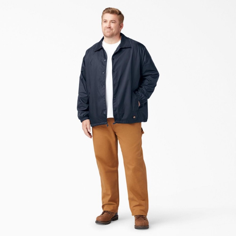 Men's Dickies Snap Front Jacket Navy | 7536821-FW