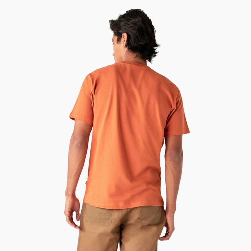 Men's Dickies Summerdale Short Sleeve T-Shirt Orange | 1924607-VI