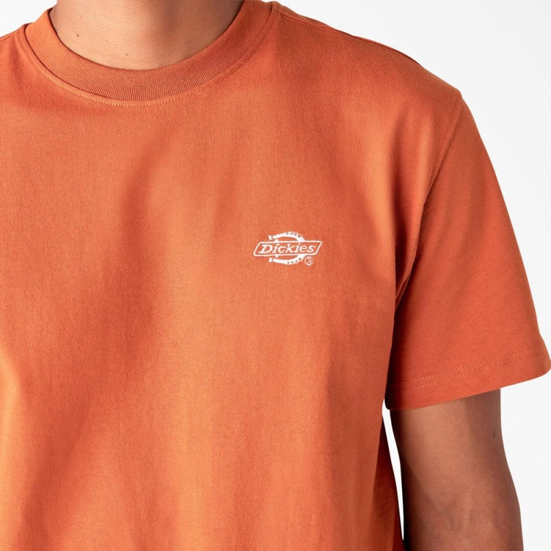 Men's Dickies Summerdale Short Sleeve T-Shirt Orange | 1924607-VI