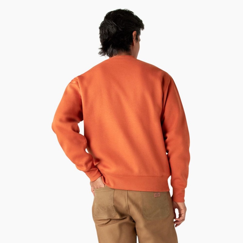 Men's Dickies Summerdale Sweatshirt Orange | 6275801-KQ