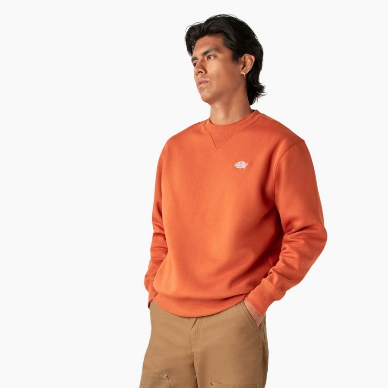 Men's Dickies Summerdale Sweatshirt Orange | 6275801-KQ