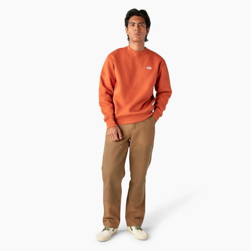 Men's Dickies Summerdale Sweatshirt Orange | 6275801-KQ