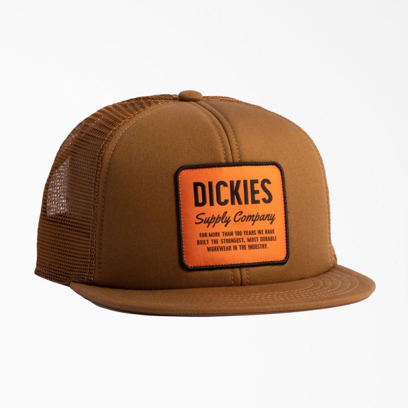 Men\'s Dickies Supply Company Trucker Hat Brown | 7104693-LO