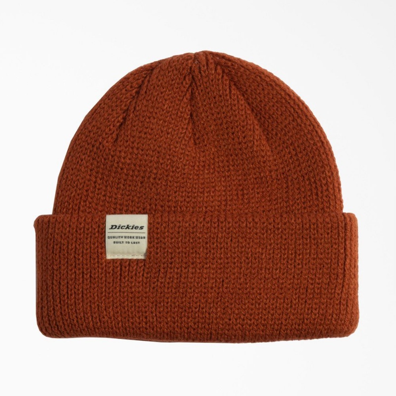 Men\'s Dickies Thick Knit Beanie Orange | 9527634-MG