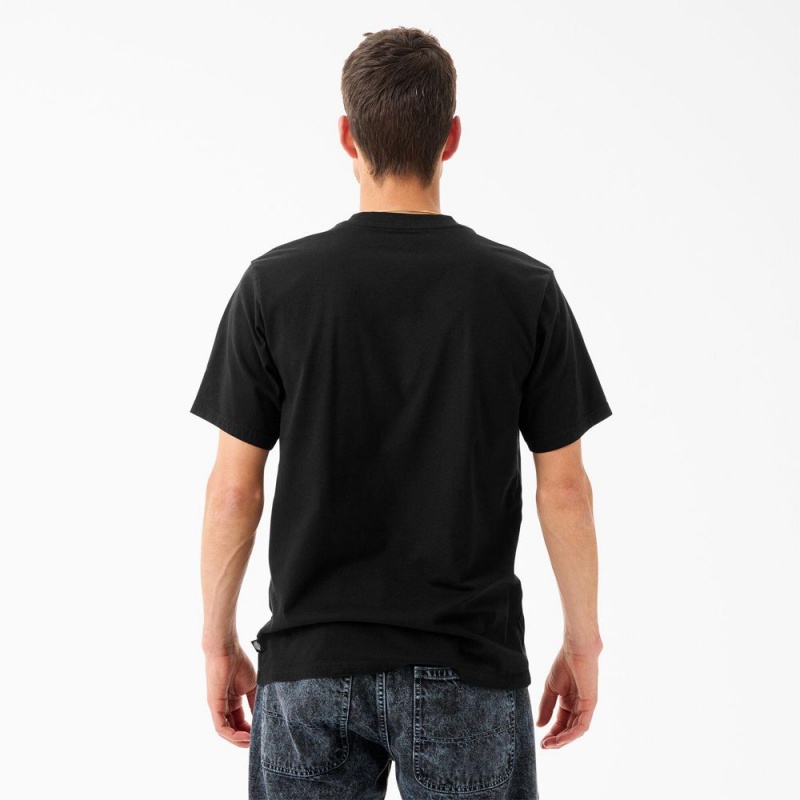 Men's Dickies Tom Knox Embroidery T-Shirt Black | 1974635-BC