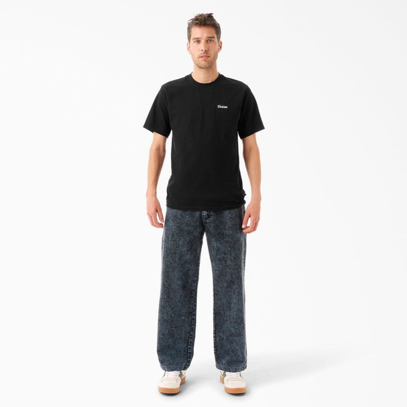 Men's Dickies Tom Knox Embroidery T-Shirt Black | 1974635-BC