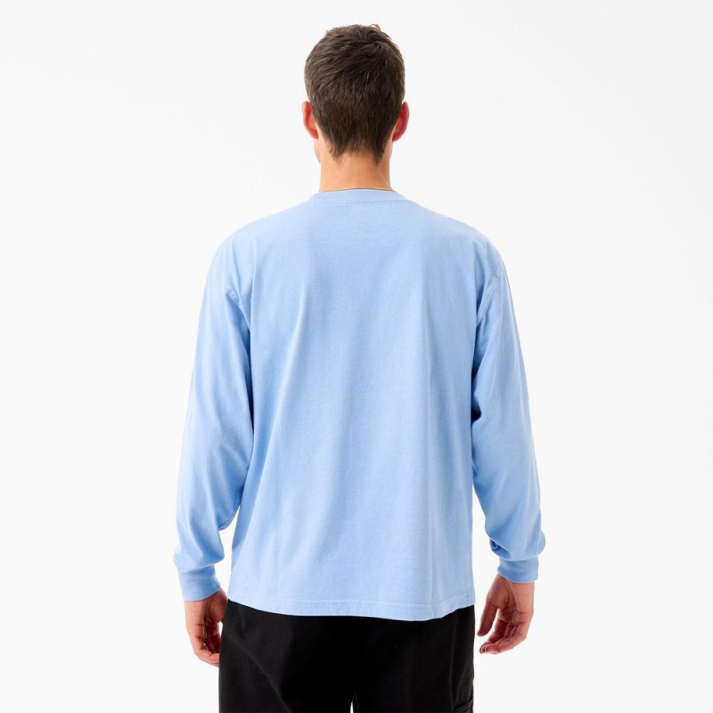 Men's Dickies Tom Knox Long Sleeve T-Shirt Blue | 6324518-IQ